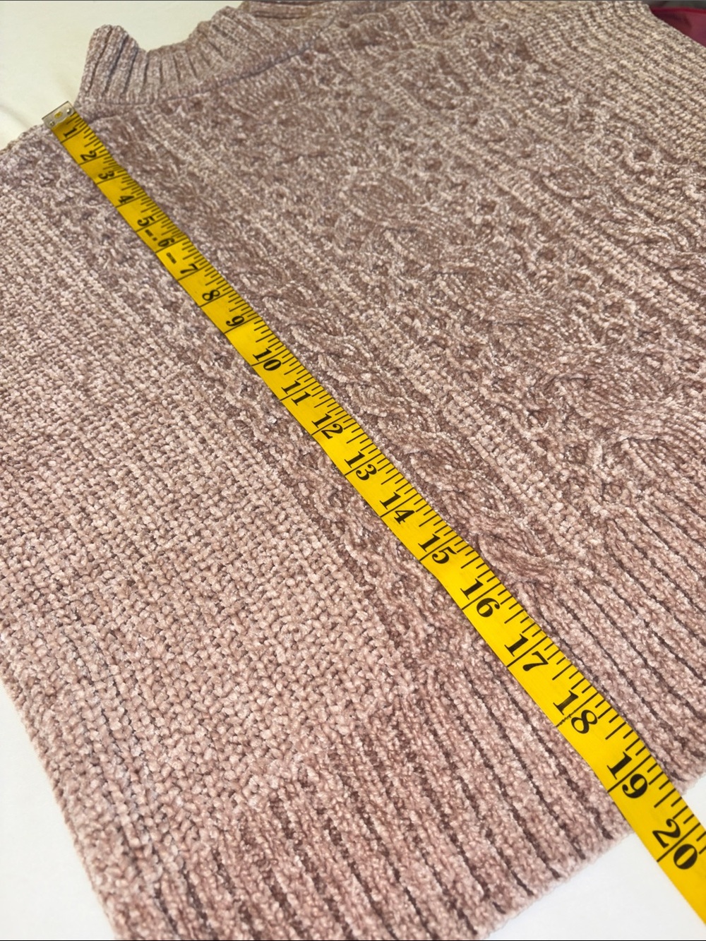 Rachel Zoe Beige Cable Knit Turtleneck Sweater slightly cropped long sleeve Sz S - Picture 3 of 8